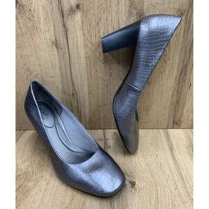 Life Stride Soft System Pampered  Pumps Size 10 M Block Heel Faux Leather Shoe